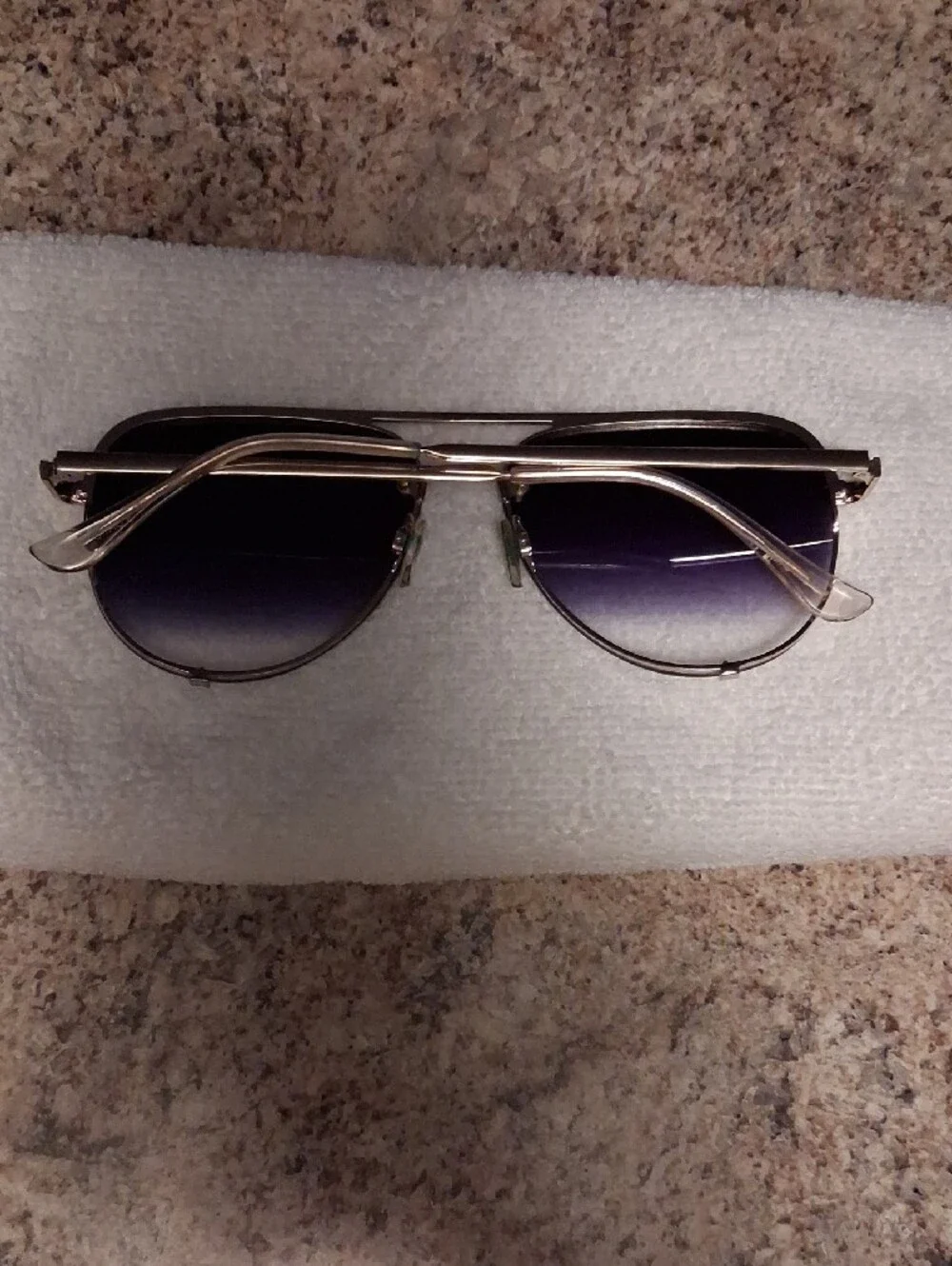QUAY Aviator Sunglasses with Gradient Purple Lenses